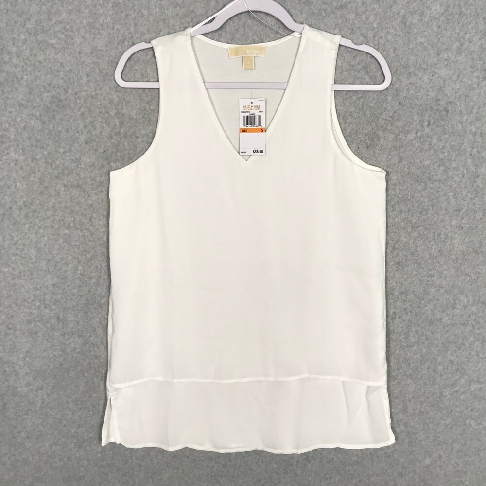Calvin Klein Tank Top Blouse Small‎ White Layered Flowy Capsule Camisole READ